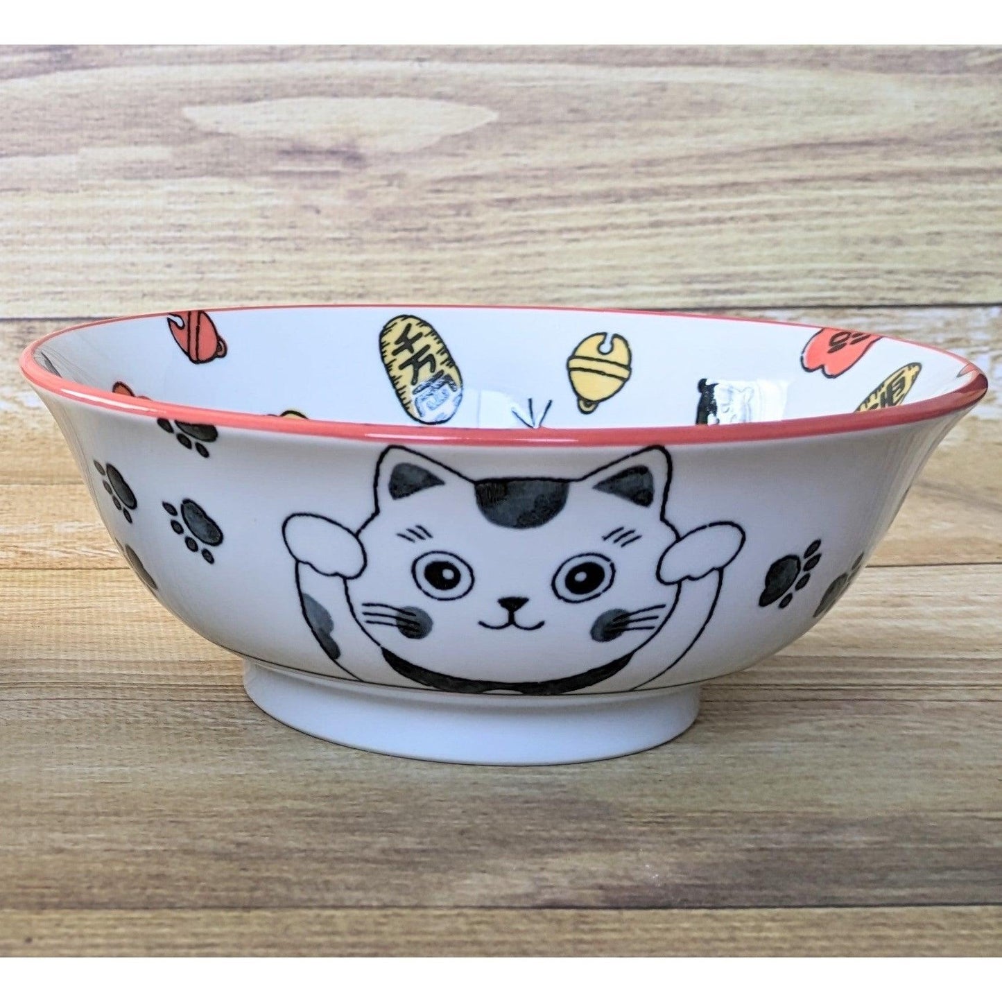 Bowls (Waving cat (for good luck) / Red 68) - ECI Online store│One dollar 100 yen shop