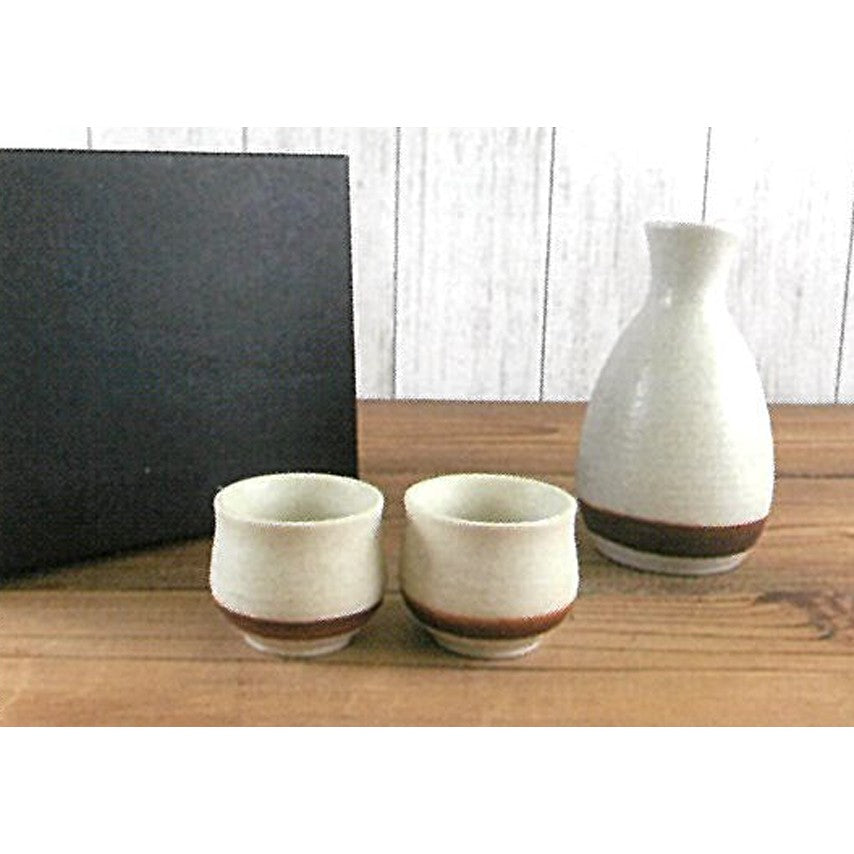 White crystal line Sake set