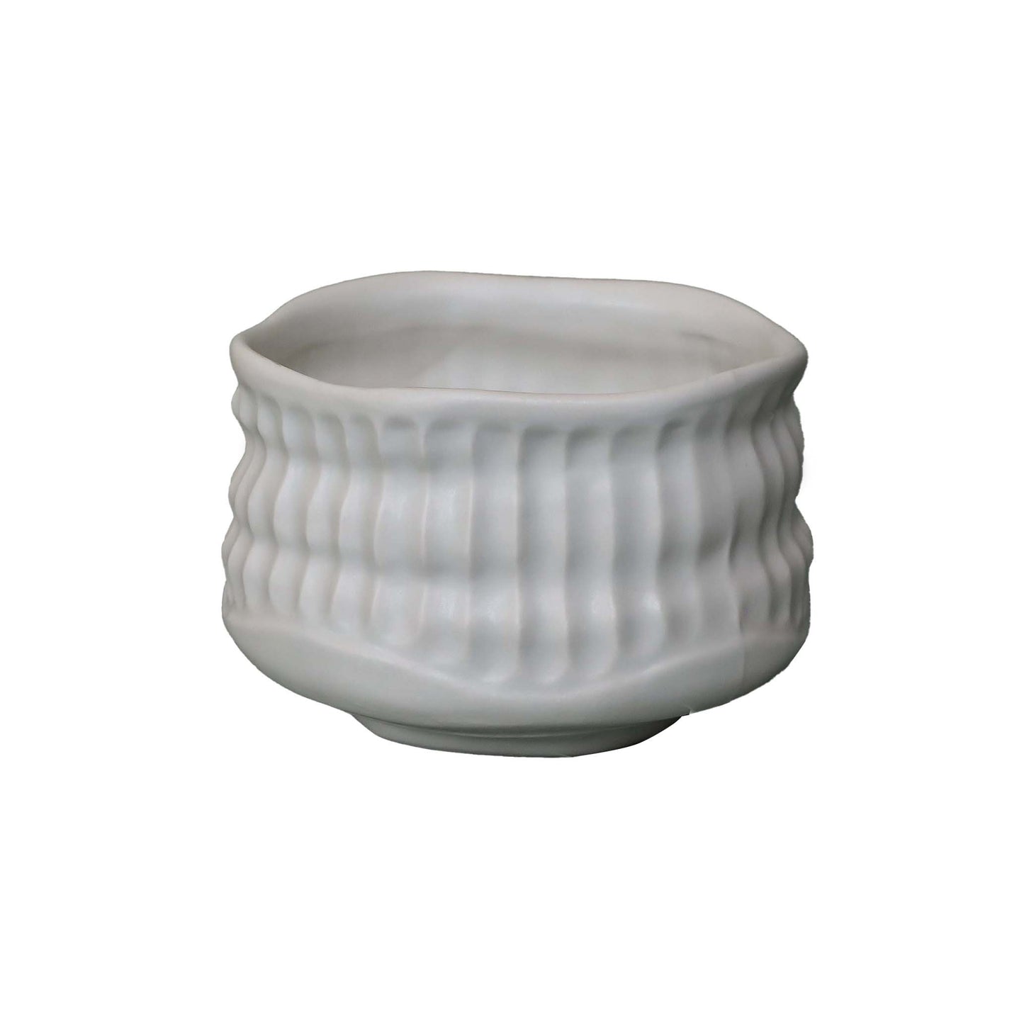 Old wood carving white light matcha cup