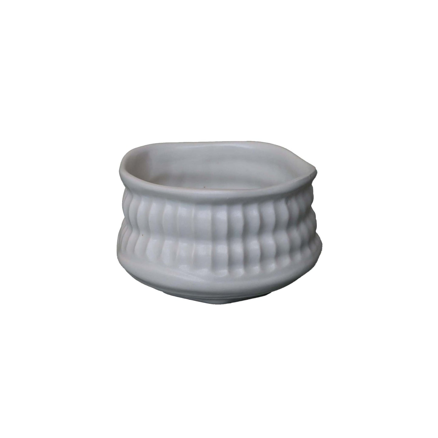 Old carved white light green tea bowl