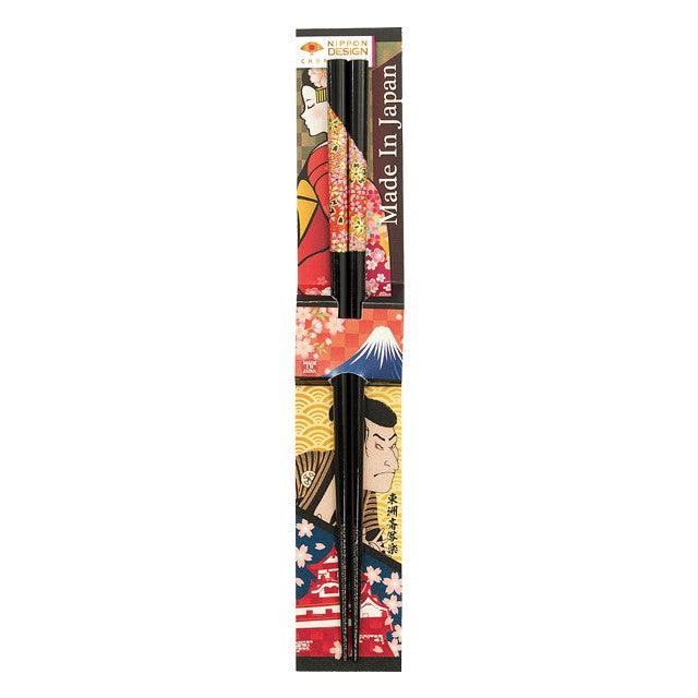 Chopsticks 22.5cm Japanese design black - ECI Online store│One dollar 100 yen shop
