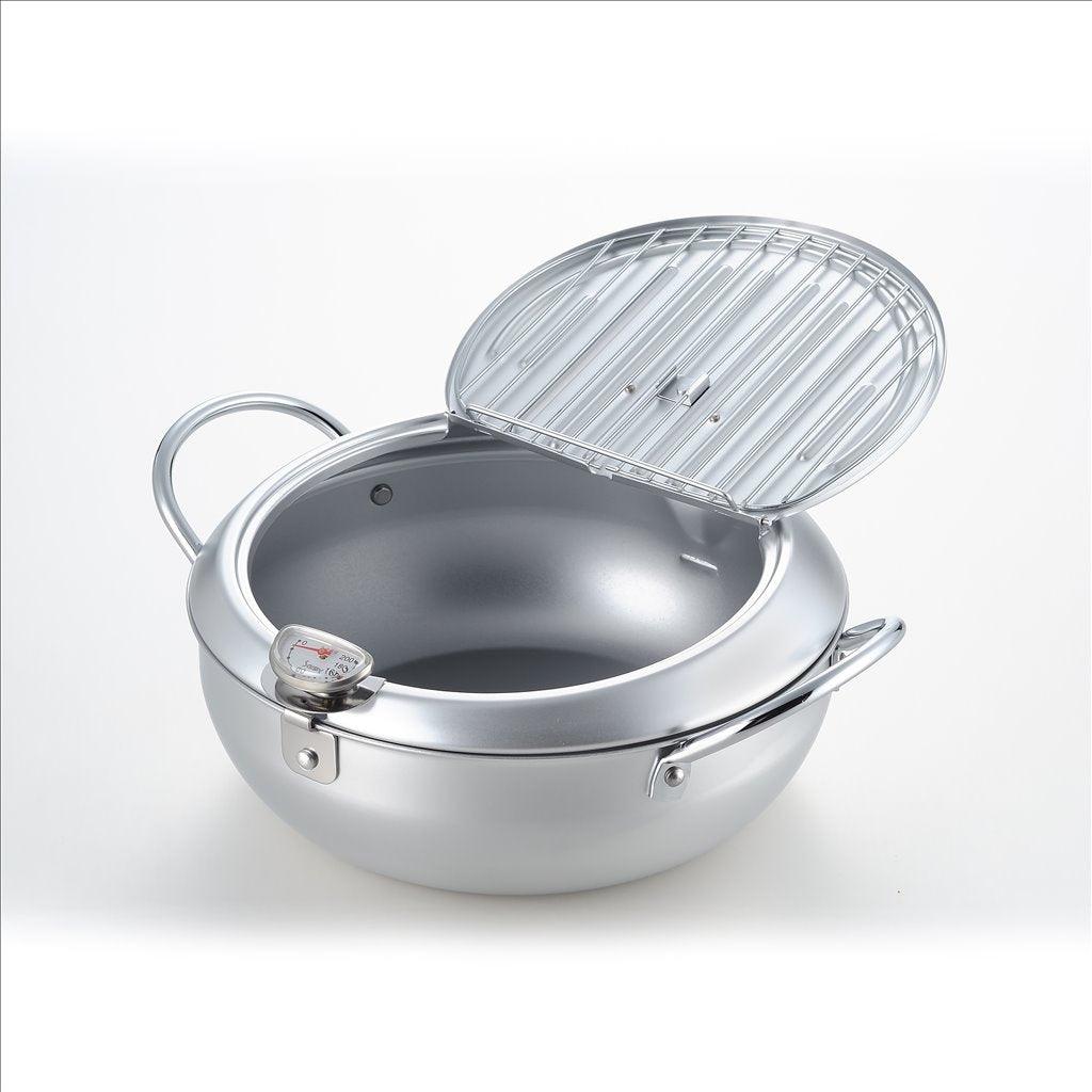 Tempura pot with lid 24 cm (with thermometer) - ECI Online store│One dollar 100 yen shop