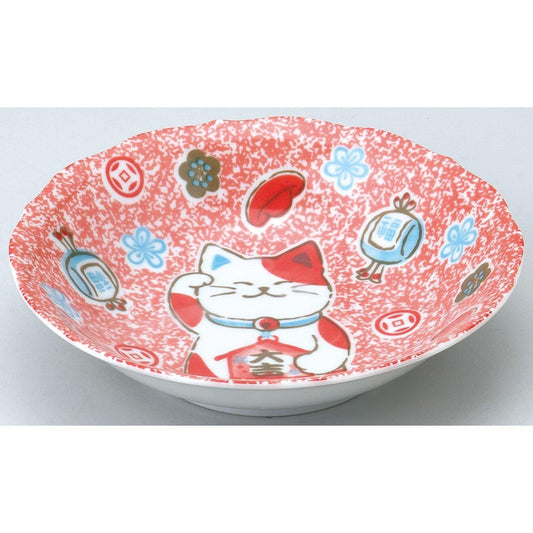 Manekineko Red 19.5cm Shallow Plate - ECI Online store│One dollar 100 yen shop