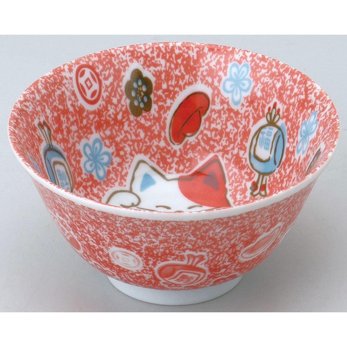 Manekineko Red 15.2cm Donburi Bowl - ECI Online store│One dollar 100 yen shop