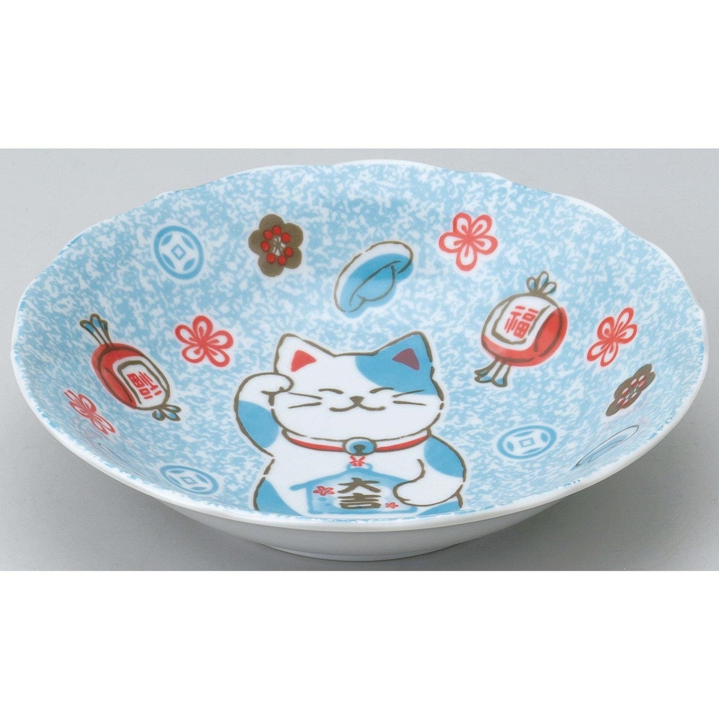 Manekineko Blue 19.5cm Shallow Plate