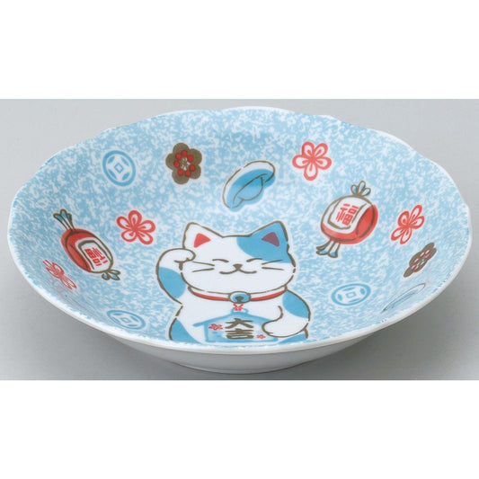 Manekineko Blue 19.5cm Shallow Plate - ECI Online store│One dollar 100 yen shop