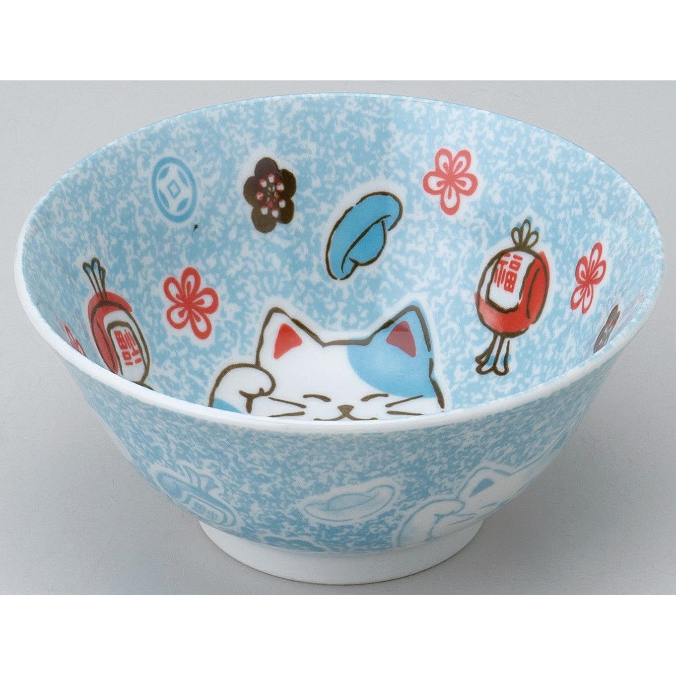 Manekineko Blue 15.2cm Donburi Bowl - ECI Online store│One dollar 100 yen shop