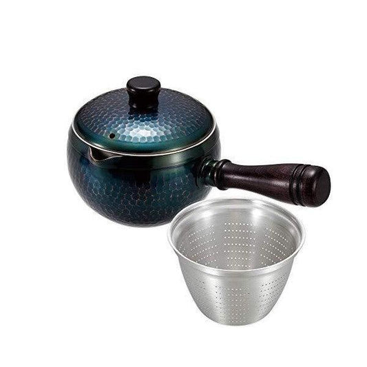 Pure copper blue finish Hammer mark teapot (Yokote) with strainer - ECI Online store│One dollar 100 yen shop