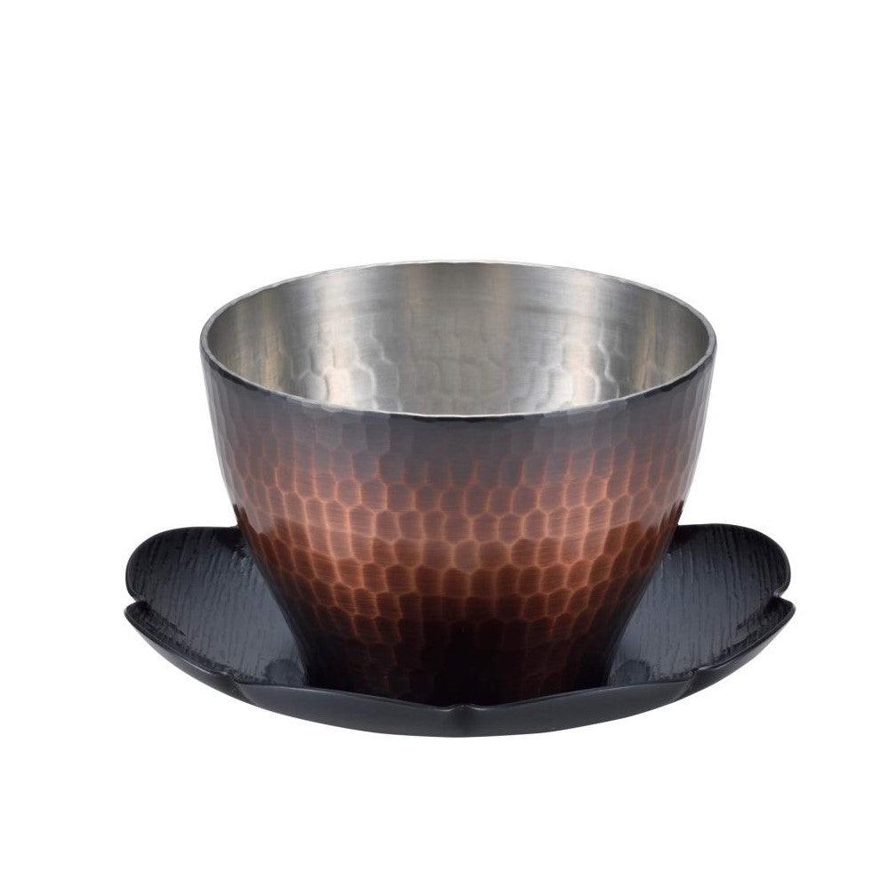 Pure red copper handmade hammer mark Cold tea grass (with saucer) - ECI Online store│One dollar 100 yen shop