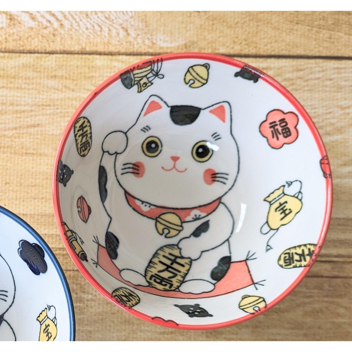 Bowls (Waving cat (for good luck) / Red 40) - ECI Online store│One dollar 100 yen shop