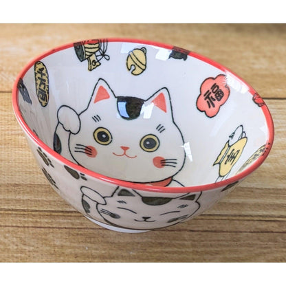 Bowls (Waving cat (for good luck) / Red 40) - ECI Online store│One dollar 100 yen shop