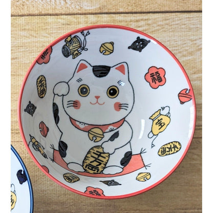 Bowls (Waving cat (for good luck) / Red 48) - ECI Online store│One dollar 100 yen shop