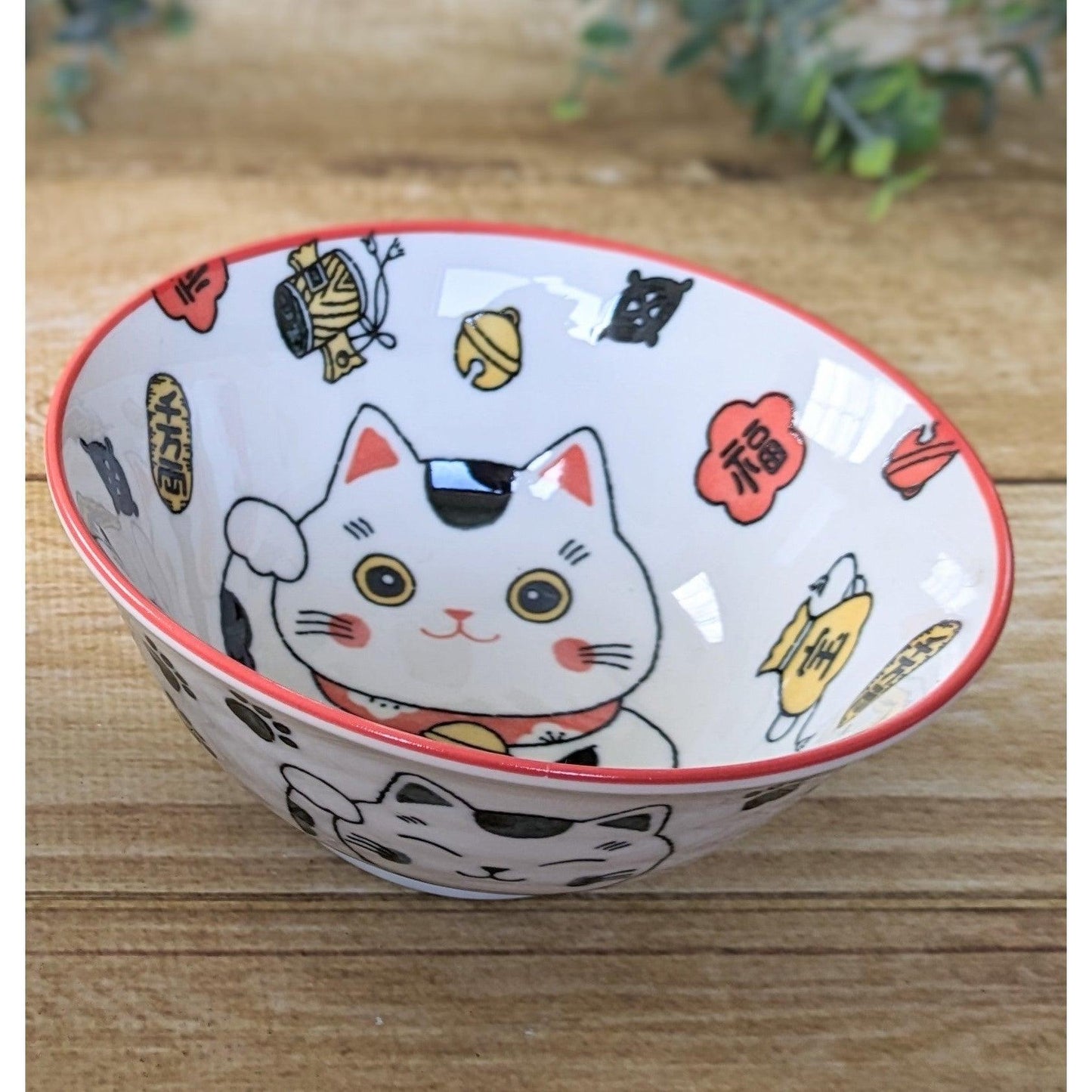 Bowls (Waving cat (for good luck) / Red 48) - ECI Online store│One dollar 100 yen shop