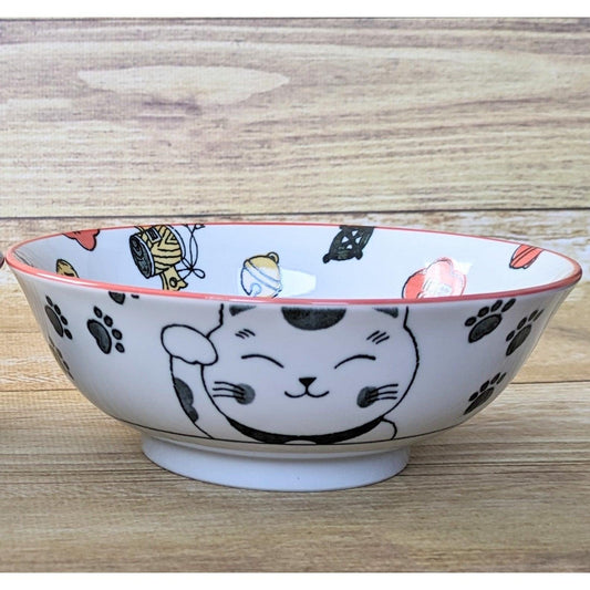 Bowls (Waving cat (for good luck) / Red 63) - ECI Online store│One dollar 100 yen shop