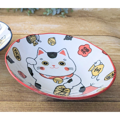 Plates (Waving cat (for good luck) / Red 8) - ECI Online store│One dollar 100 yen shop