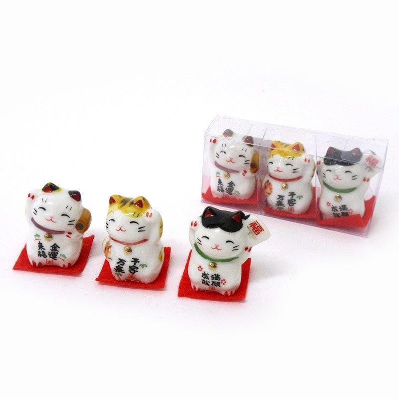 Ornaments (Pottery beckoning cat /3P set) - ECI Online store│One dollar 100 yen shop