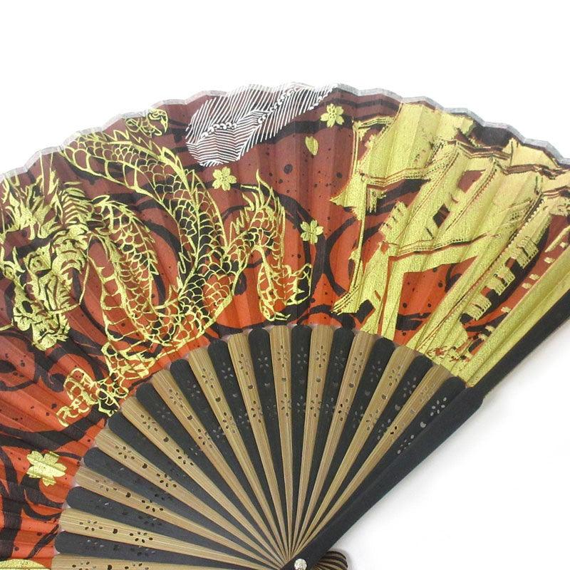 Japanese fan (2-color silk fan /Dragon, Tiger & Castel) - ECI Online store│One dollar 100 yen shop