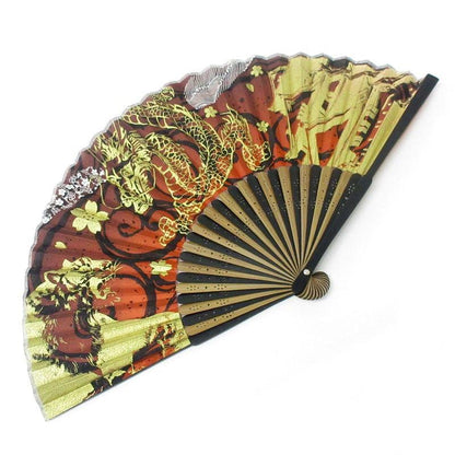 Japanese fan (2-color silk fan /Dragon, Tiger & Castel) - ECI Online store│One dollar 100 yen shop