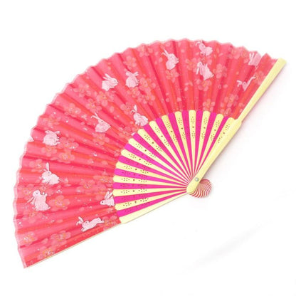 Japanese fan (2-color silk fan /Sakura & rabbits) - ECI Online store│One dollar 100 yen shop