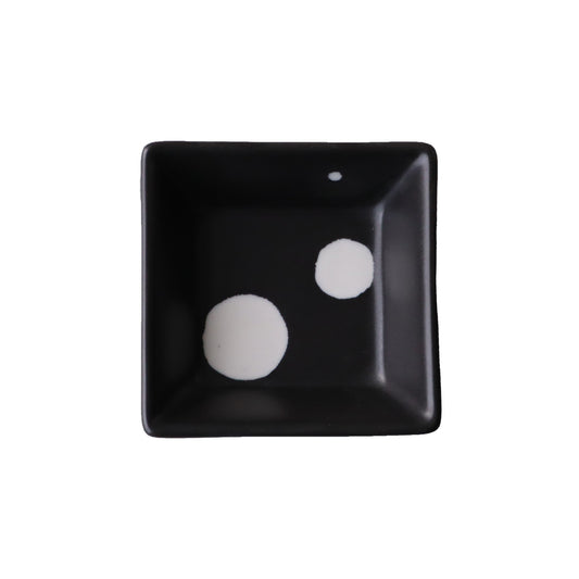 Japanese modern Kakutsu black glazed polka-dot