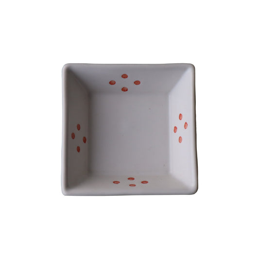 Japanese modern Kakutsu Kakotsuki white mat with red dots