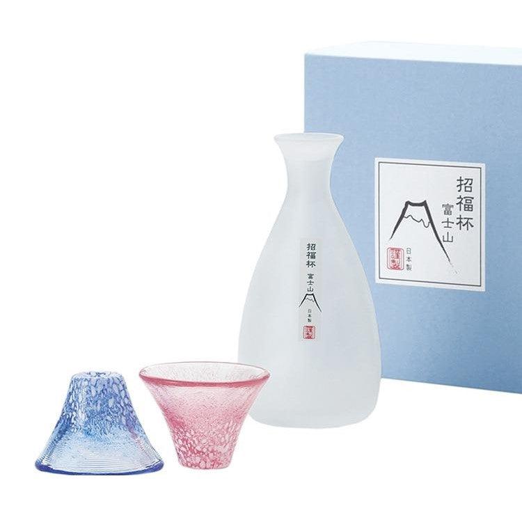 Sake Cup Set (Mt.Fuji Collection / Blue, Red and Bottle)