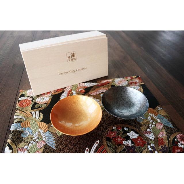 Sake Cup Set (Lacquered Thin Porcelain / with Wood Box) - ECI Online store│One dollar 100 yen shop