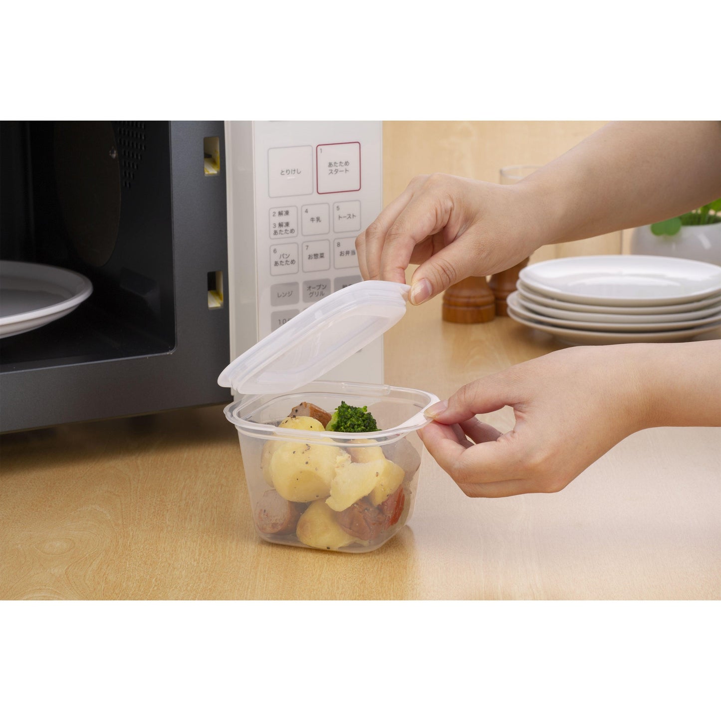 Food Container (Square * Deep / White / 430ml / 2P) - ECI Online store│One dollar 100 yen shop