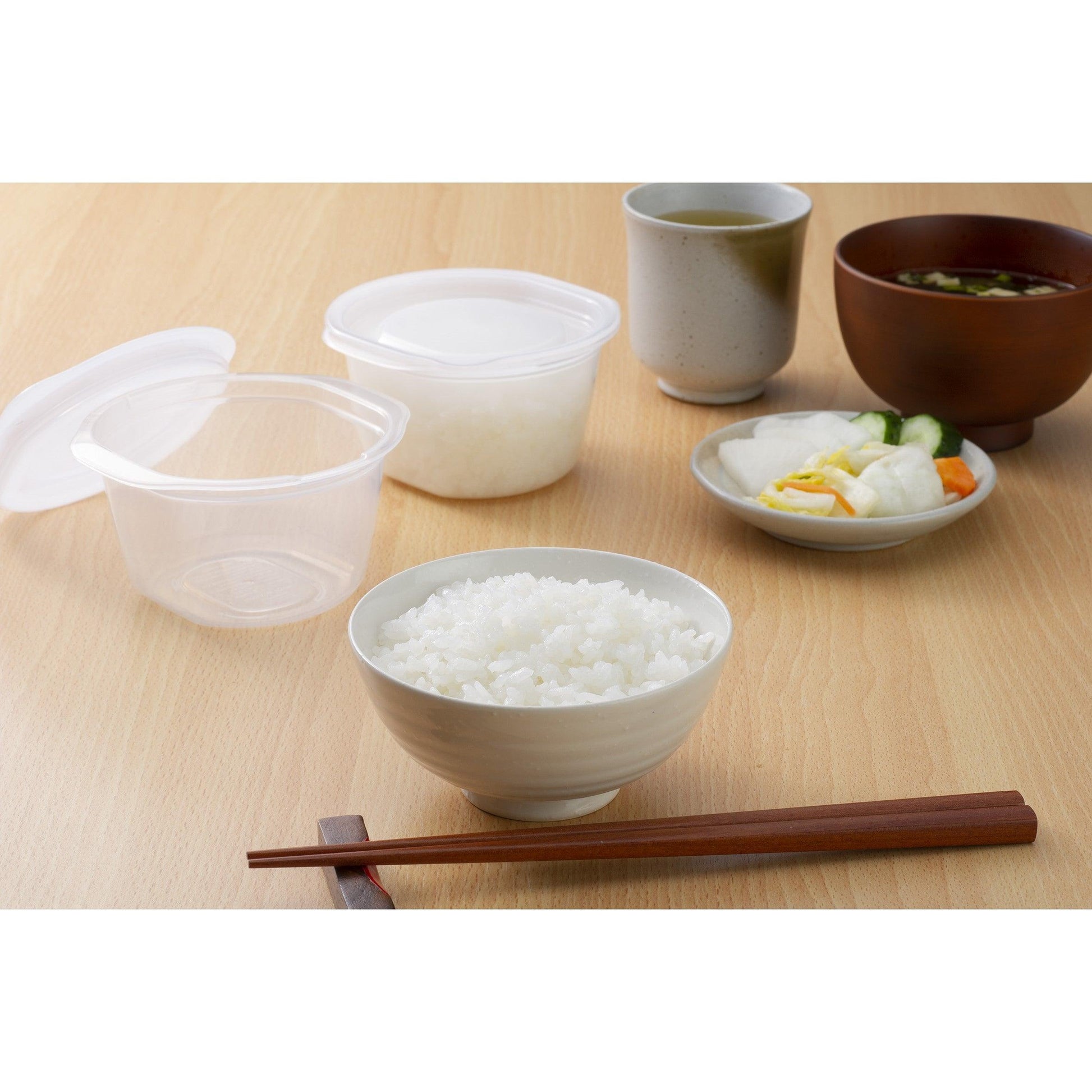 Food container (One rice bowl size / 2P set / White * transparent) - ECI Online store│One dollar 100 yen shop