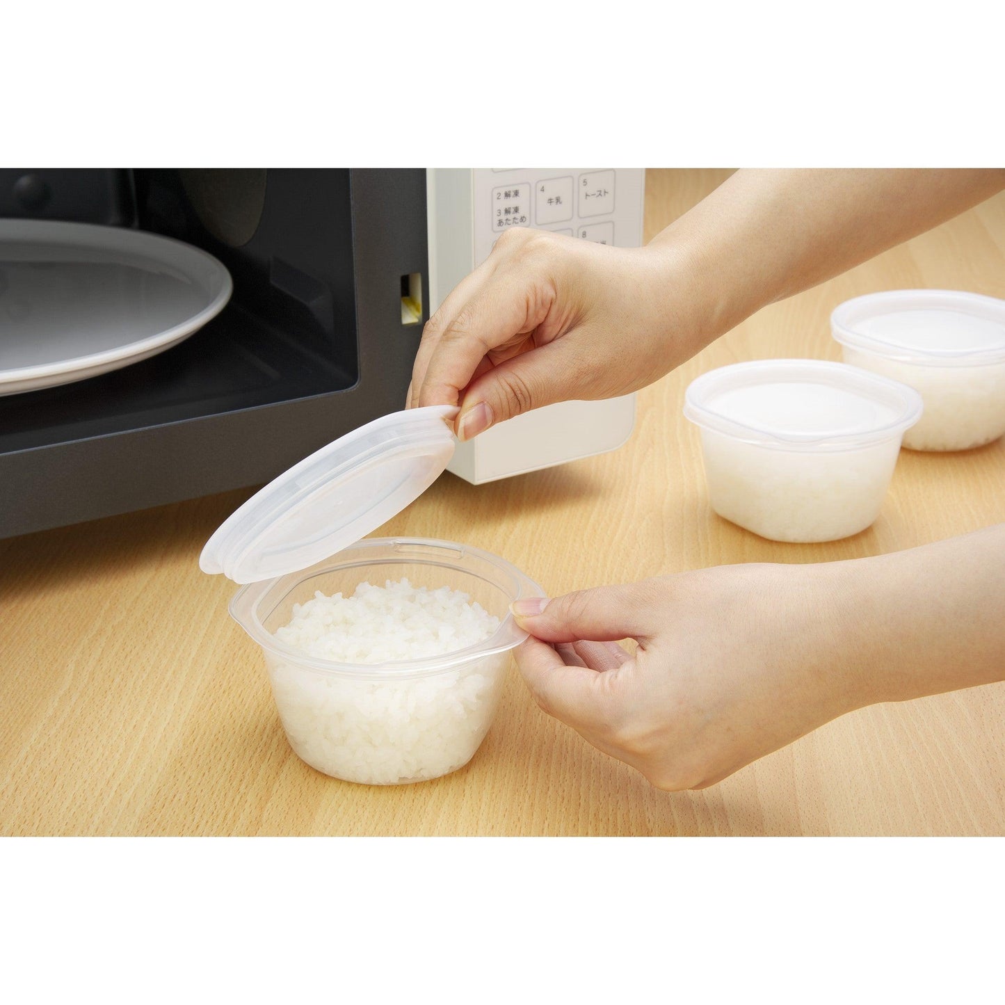 Food container (One rice bowl size / 2P set / White * transparent) - ECI Online store│One dollar 100 yen shop