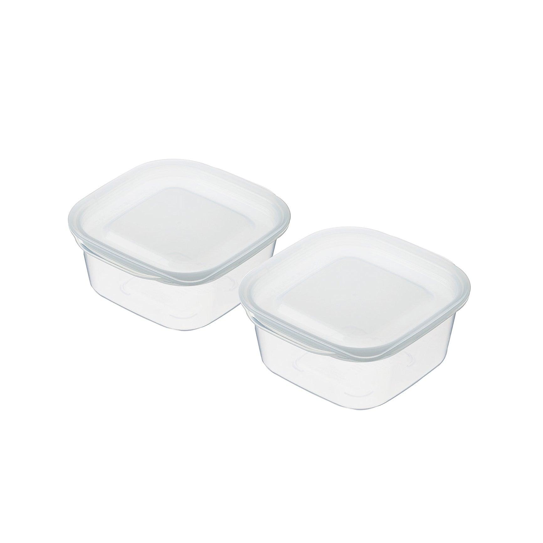 Food container (Square / 270ml * 2P / Clear White) - ECI Online store│One dollar 100 yen shop