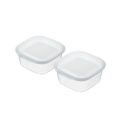 Food container (Square / 270ml * 2P / Clear White) - ECI Online store│One dollar 100 yen shop