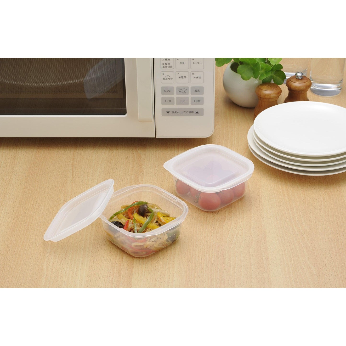 Food container (Square / 270ml * 2P / Clear White) - ECI Online store│One dollar 100 yen shop