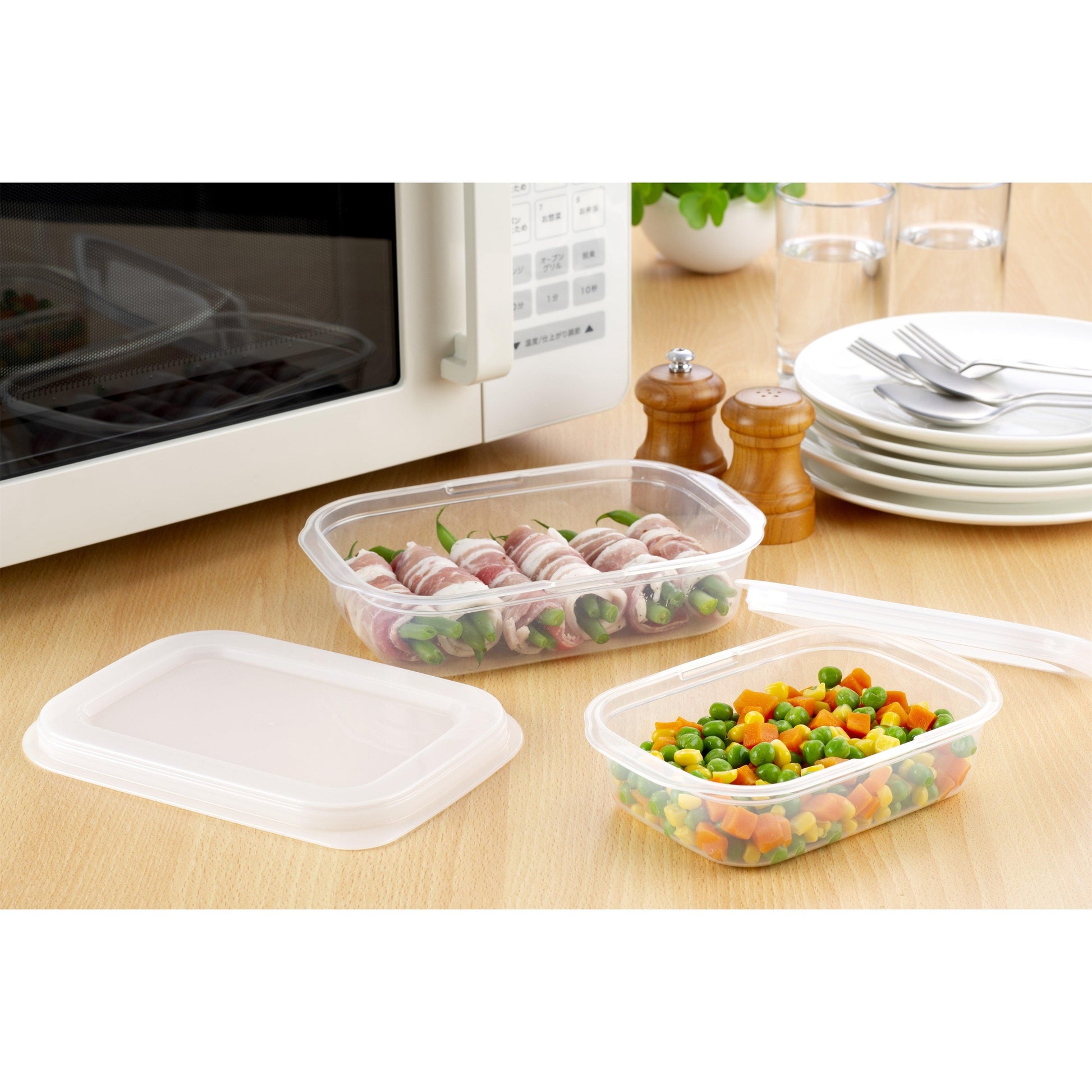 Food container (Shallow 290ml / 2P set / Clear White) - ECI Online store│One dollar 100 yen shop