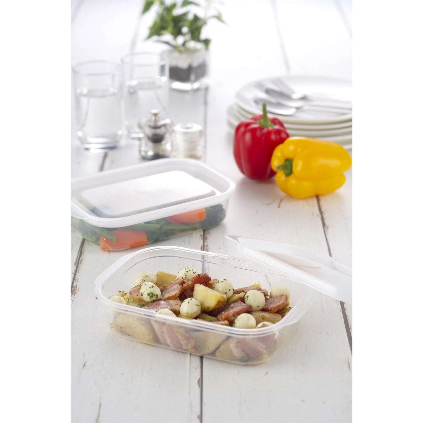 Food container (Shallow 550ml / 2P set / Clear White) - ECI Online store│One dollar 100 yen shop