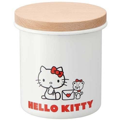 Food container (with wooden lid /Enamel body /Hello Kitty) - ECI Online store│One dollar 100 yen shop