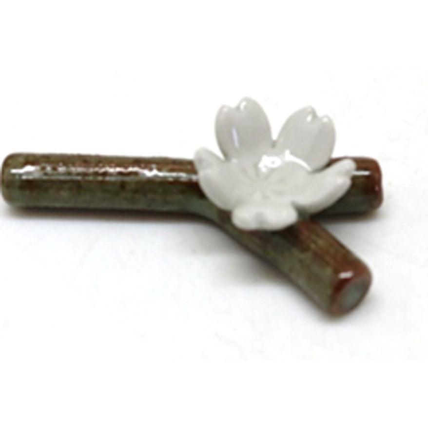 Chopstick rest (white cherry blossom with branch)